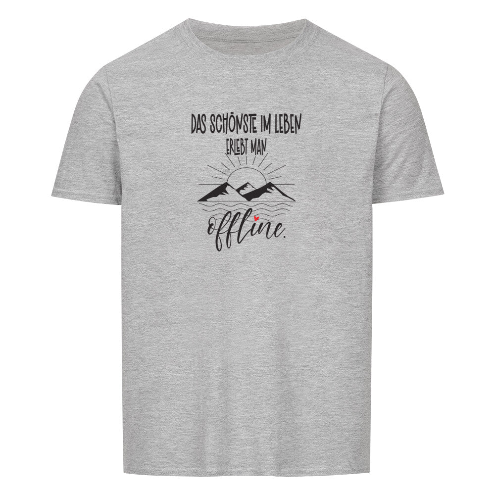 graues Campingtshirt mit Berge Motiv Momente Mode für Camper