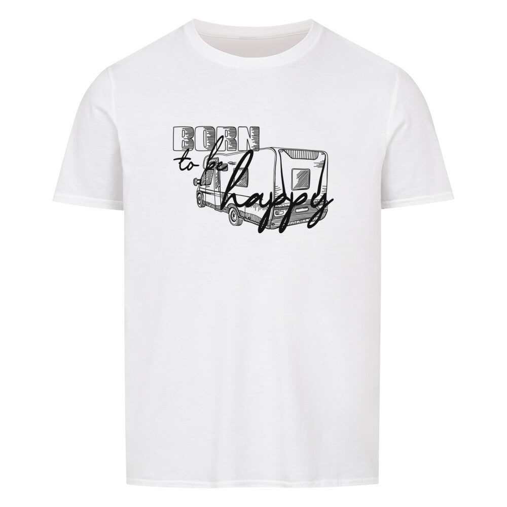 campingtshirt mit motiv born to be happy wohnmobil weiss