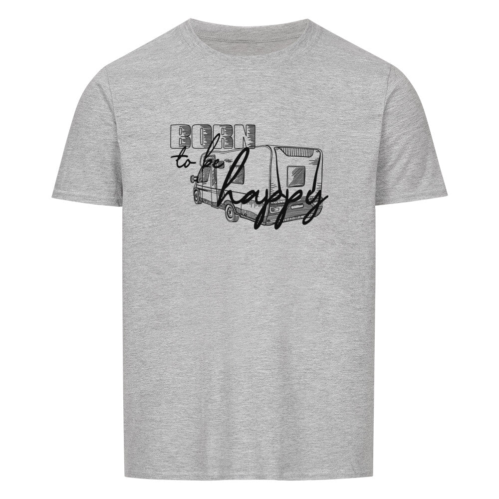 campingtshirt mit motiv born to be happy wohnmobil grau