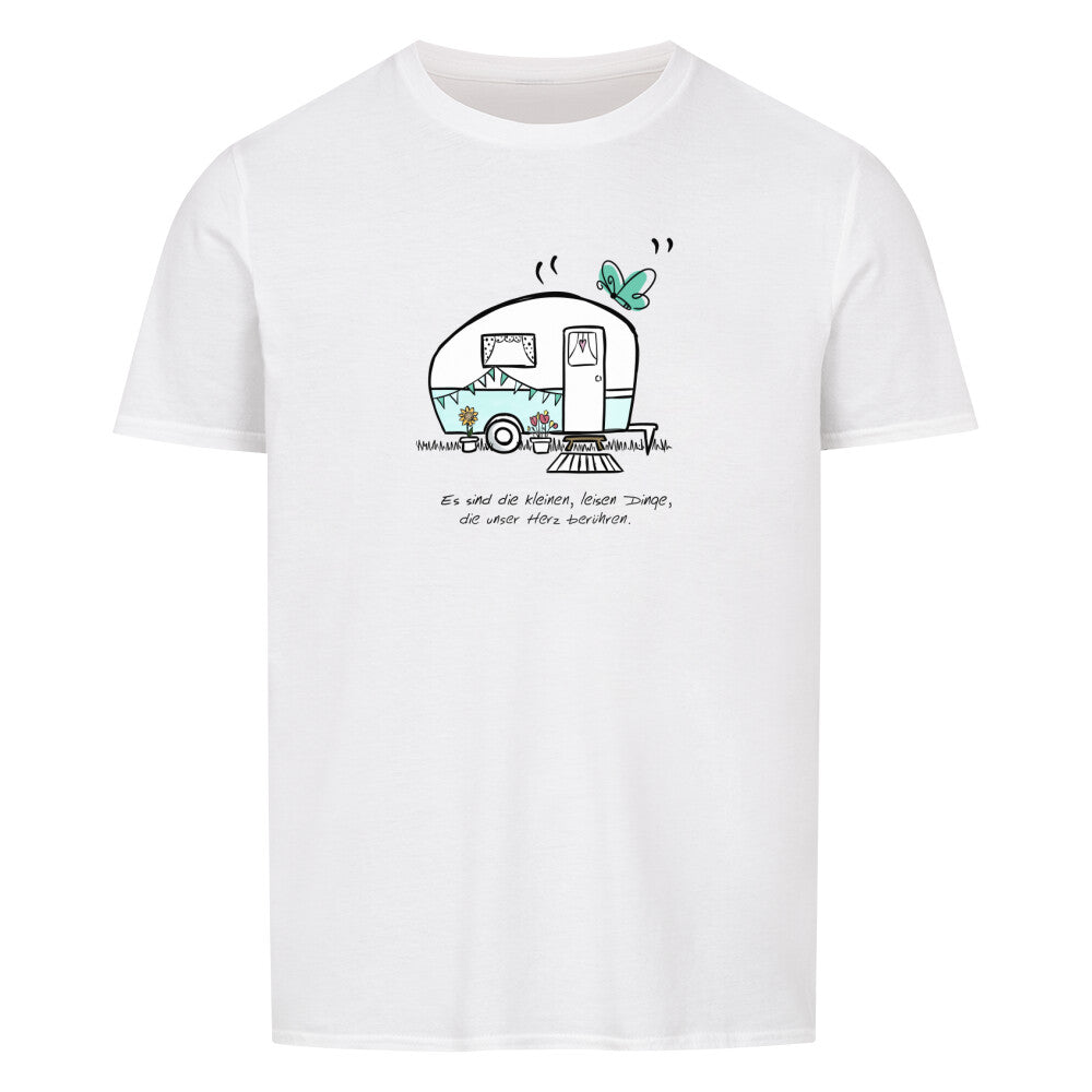 Campingtshirt. die Magie der kleinen Momente mit unserem einzigartigen Motiv: "Die kleinen leisen Dinge, die unser Herz berühren." Tauche ein in eine Welt voller Zartheit und Emotionen, eingefangen in diesem bezaubernden Kunstwerk. Lass dich von der Schönheit der Unscheinbarkeit inspirieren und erinnere dich daran, dass es oft die kleinen Gesten sind, die die größten Freuden bringen. Perfekt für jedes Zuhause oder als Geschenk für einen besonderen Menschen, der die Schönheit im Alltäglichen schätzt.