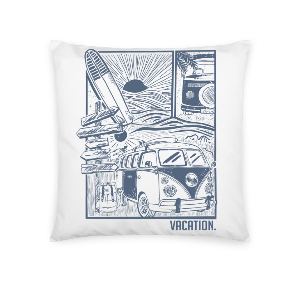 Kissen vanlife, Entdecke die Schönheit des Lebens auf deinem nächsten Abenteuer mit unserem "Van Vacation" Motiv! Tauche ein in die Freiheit der Straße, umgeben von endloser Natur und unvergesslichen Momenten. Ob du dich auf einen Roadtrip vorbereitest oder einfach nur von der Ferne träumst, dieses Motiv bringt das Gefühl der grenzenlosen Entdeckung direkt zu dir nach Hause. Hol dir jetzt deine persönliche Portion Abenteuer!