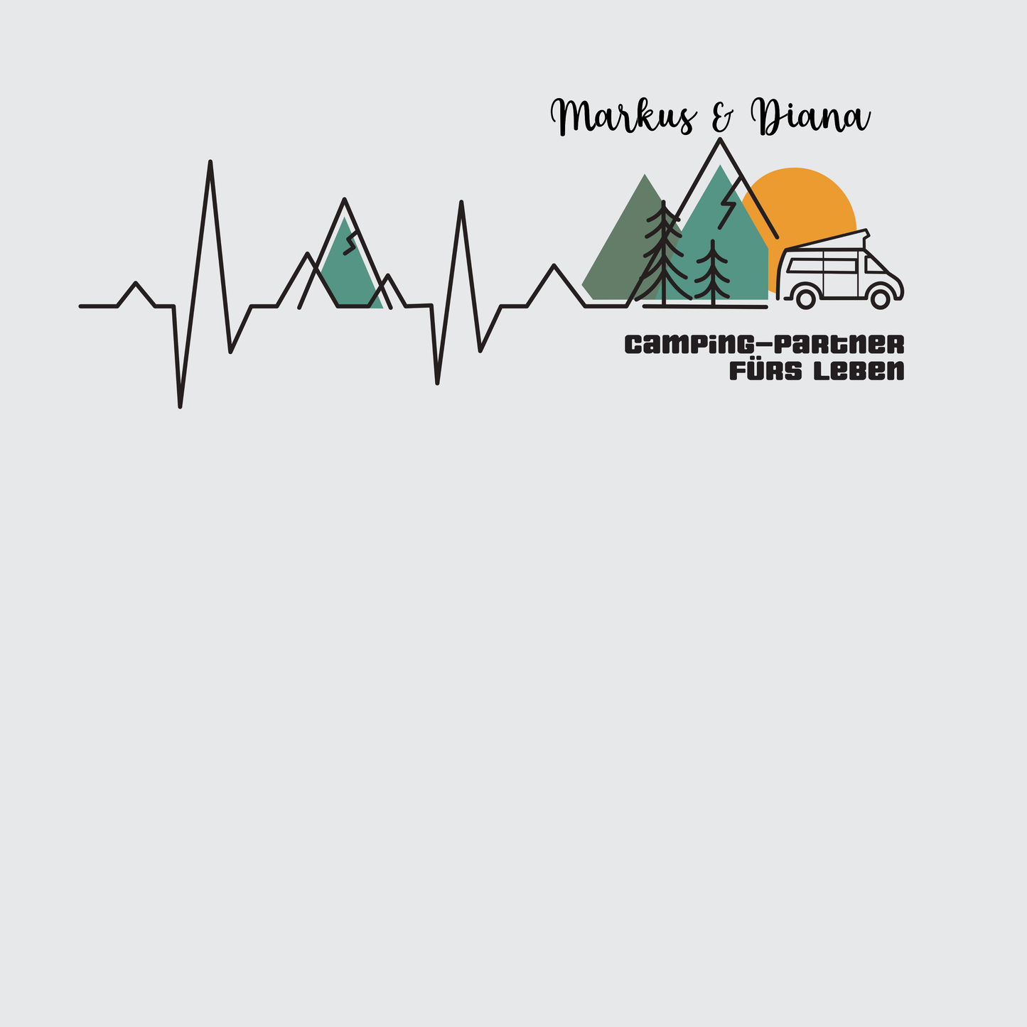 Heartbeat Reisen personalisierbar Camping Shirt Unisex