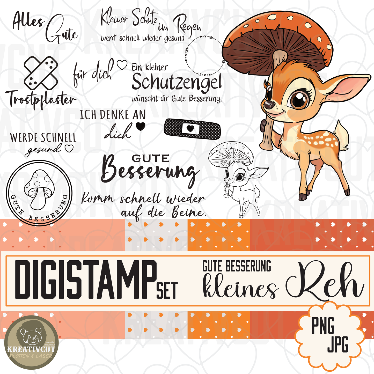 Digistamp Set Gute Besserung kleines Reh.