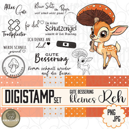 Digistamp Set Gute Besserung kleines Reh.