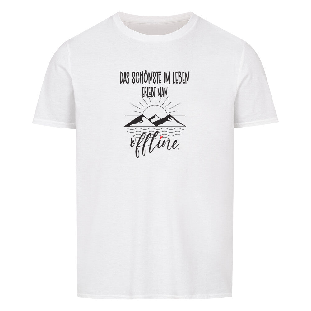 weisses Campingtshirt mit Bergen Motiv Momente Camper Mode Camping