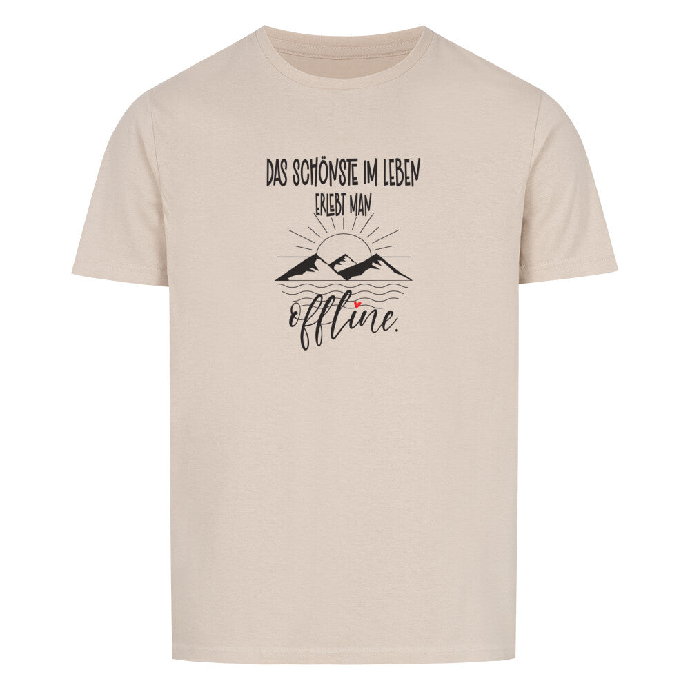 beiges Campingtshirt Männershirt Camper Mode mit Motiv Momente erleben 