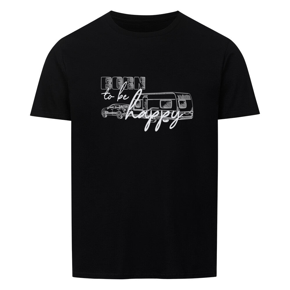 campingtshirt mit motiv born to be happy wohnwagen schwarz
