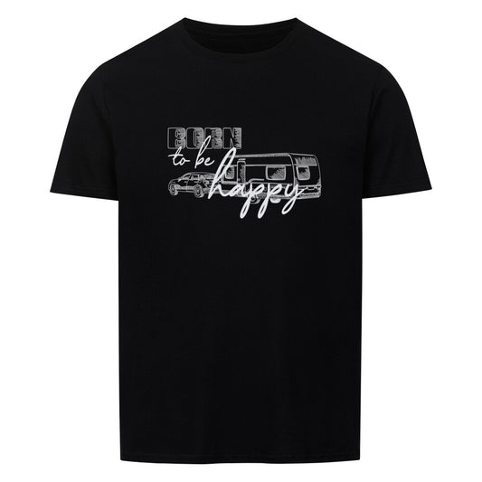 campingtshirt mit motiv born to be happy wohnwagen schwarz
