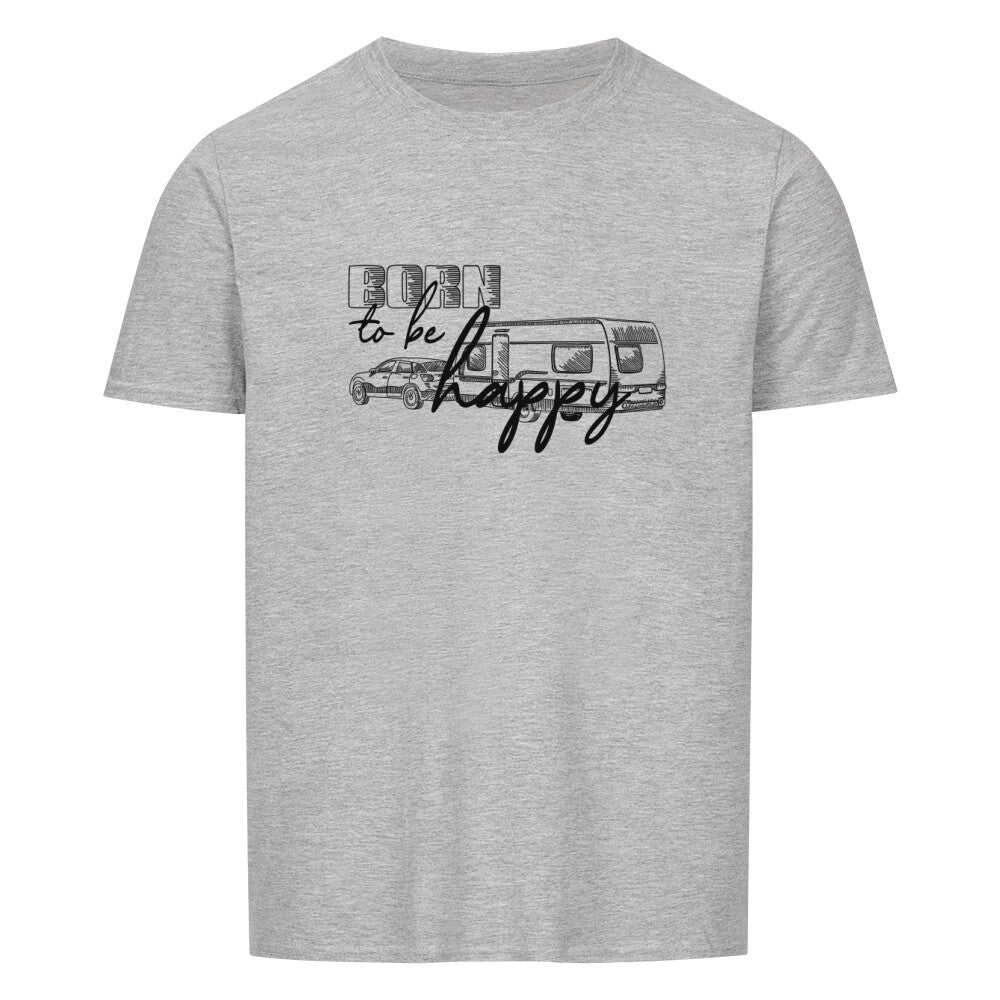 campingtshirt mit motiv born to be happy wohnwagen grau