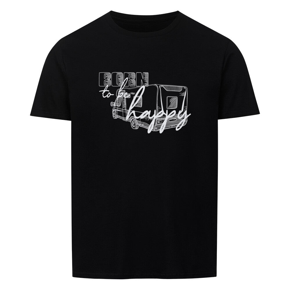 campingtshirt mit motiv born to be happy wohnmobil schwarz