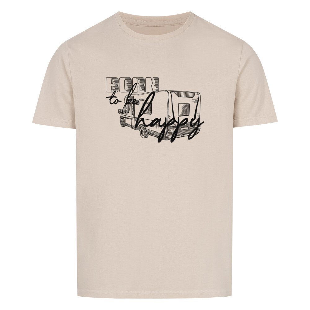 campingtshirt mit motiv born to be happy wohnmobil beige