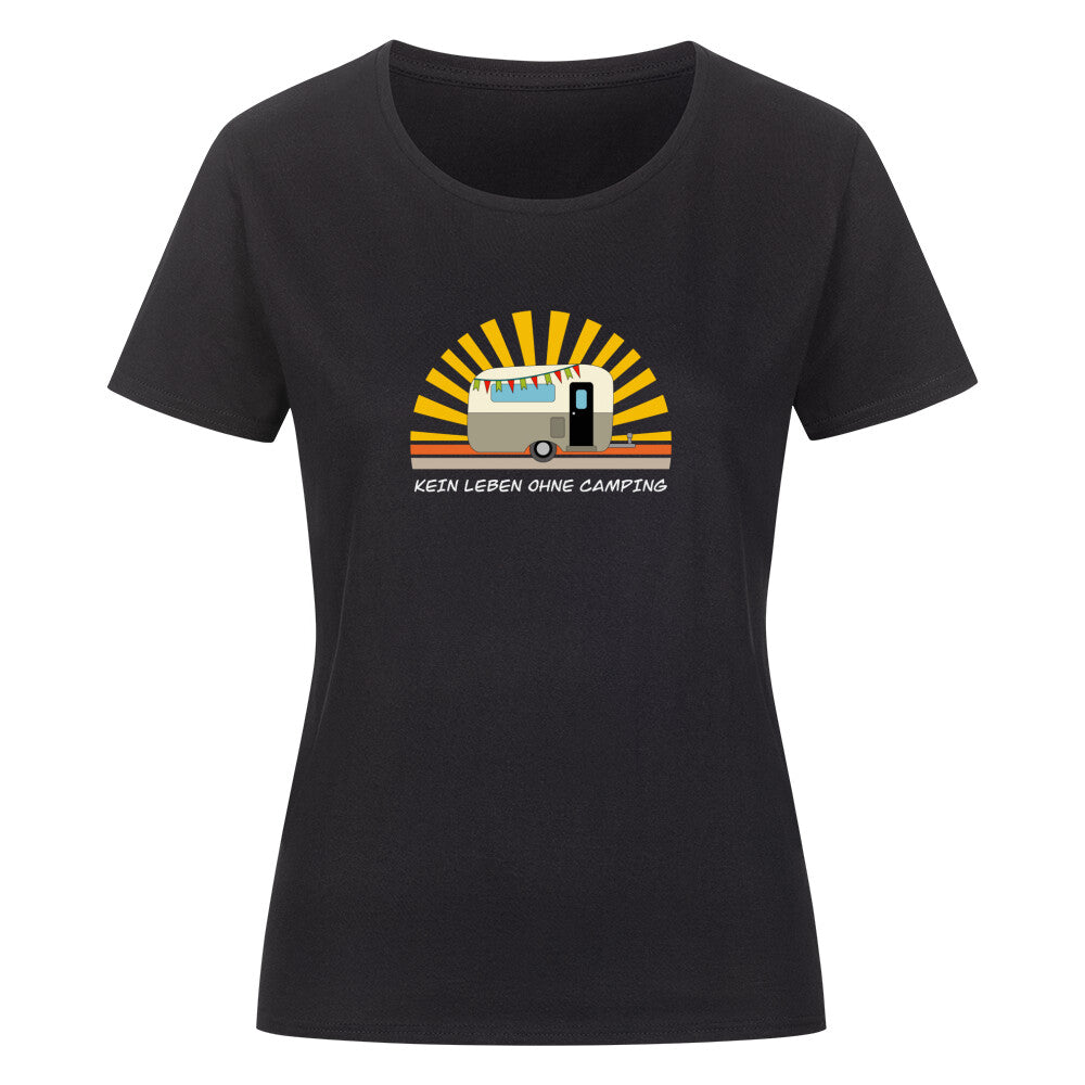 Frauen T-Shirt, kein Leben ohne Camping mit Motiv