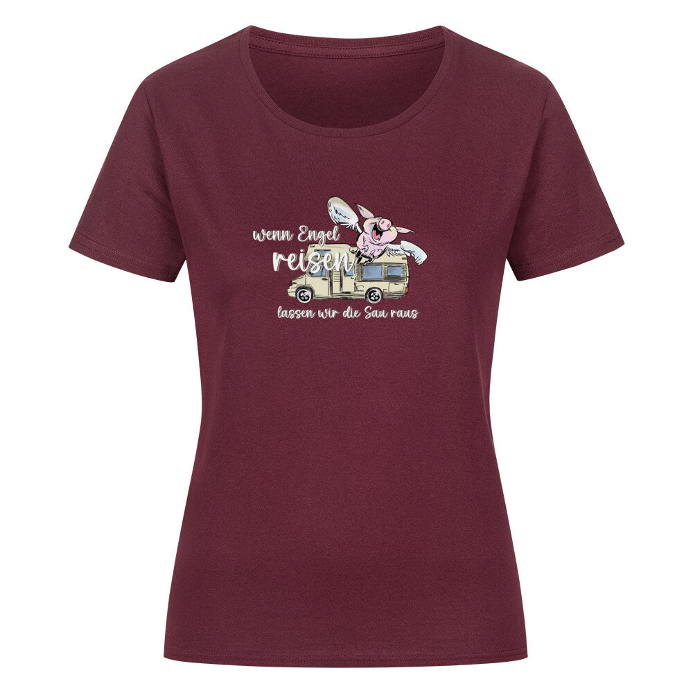 campingtshirt. Unser Motiv “Wenn Engel reisen, lassen wir die Sau raus” ist eine humorvolle Hommage an all die unvergesslichen Momente beim Camping und auf Reisen. Mit einem charmanten Design und einem augenzwinkernden Spruch lädt dieses Motiv dazu ein, die Alltagssorgen hinter sich zu lassen und das Leben in vollen Zügen zu genießen.