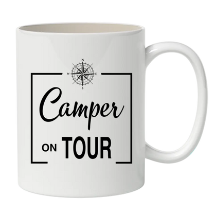Keramiktasse mit Wanderer oder Campingpaar und Spruch