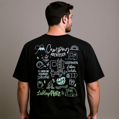 Camping Abenteuer VACANCY Oversized Shirt blaugrüner Farbverlauf