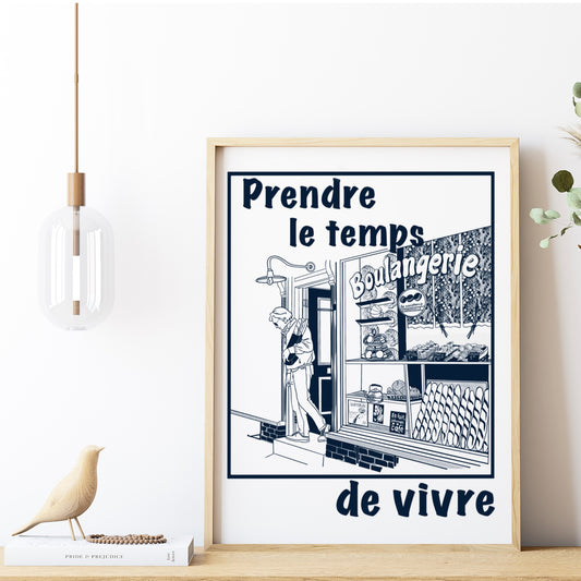 Poster „Prendre le temps de vivre“3:4 dkl-blau