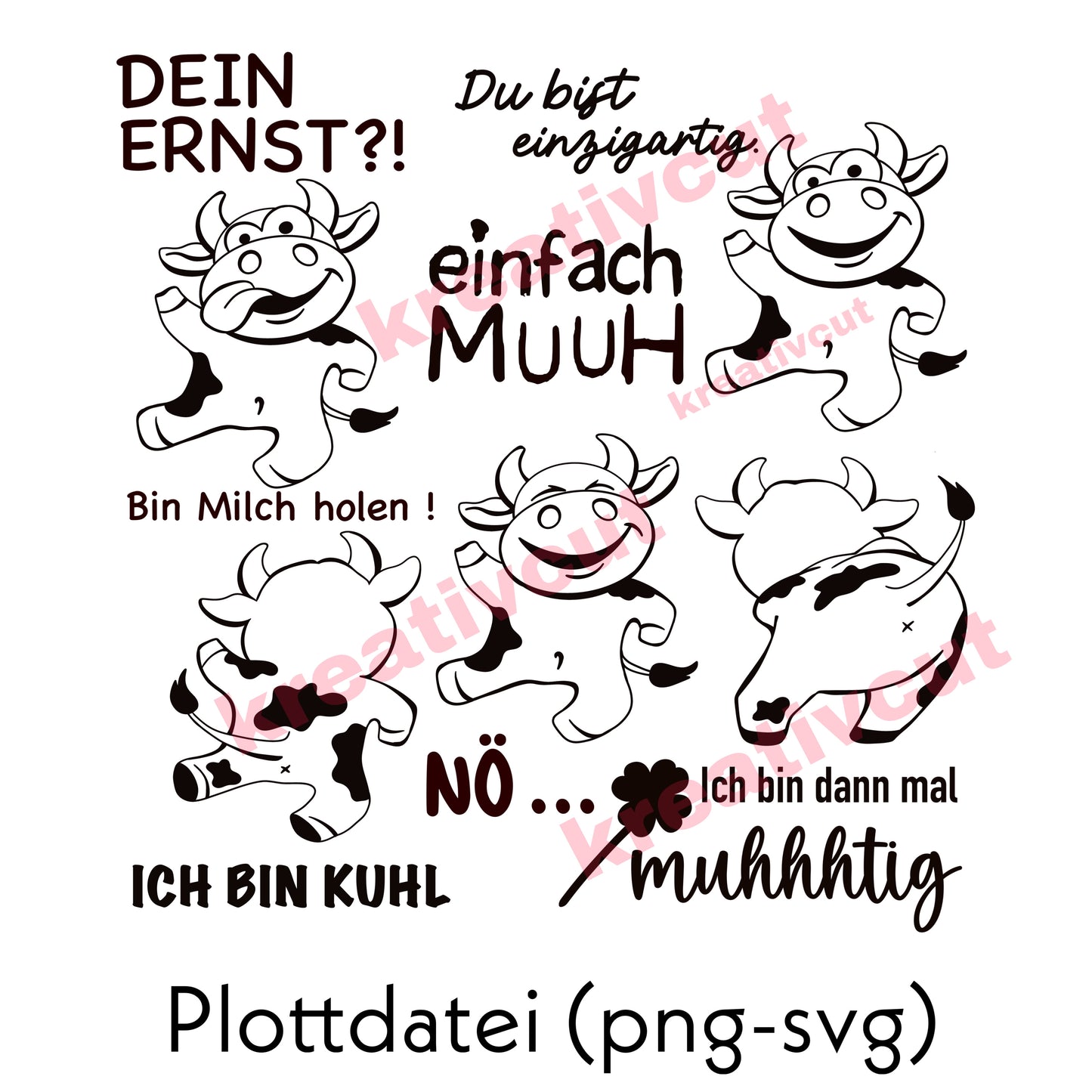 Lustige Kühe & Sprüche Plottdateien Bundle