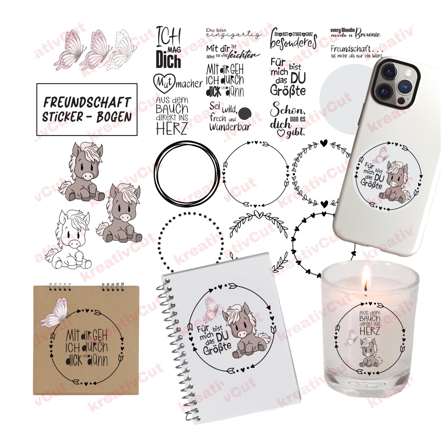 Stickerbogen Freundschaft png svg pdf