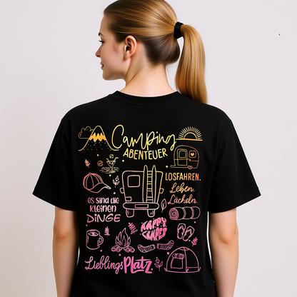 Camping Abenteuer VACANCY Oversized Shirt pinker Farbverlauf