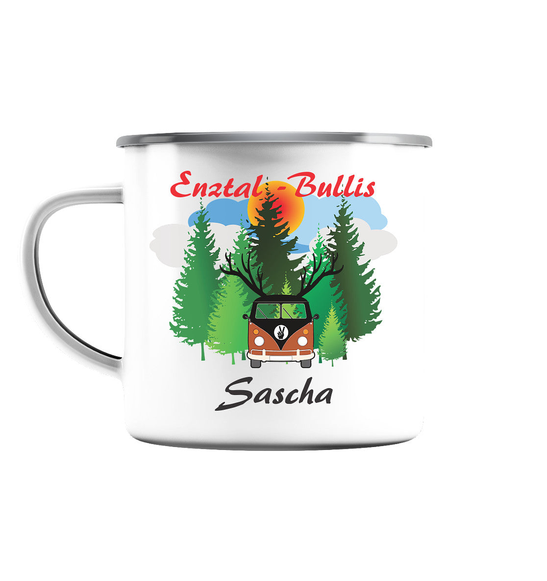 Enztal - Bullis Kollektion - Emaille Tasse (Silber)