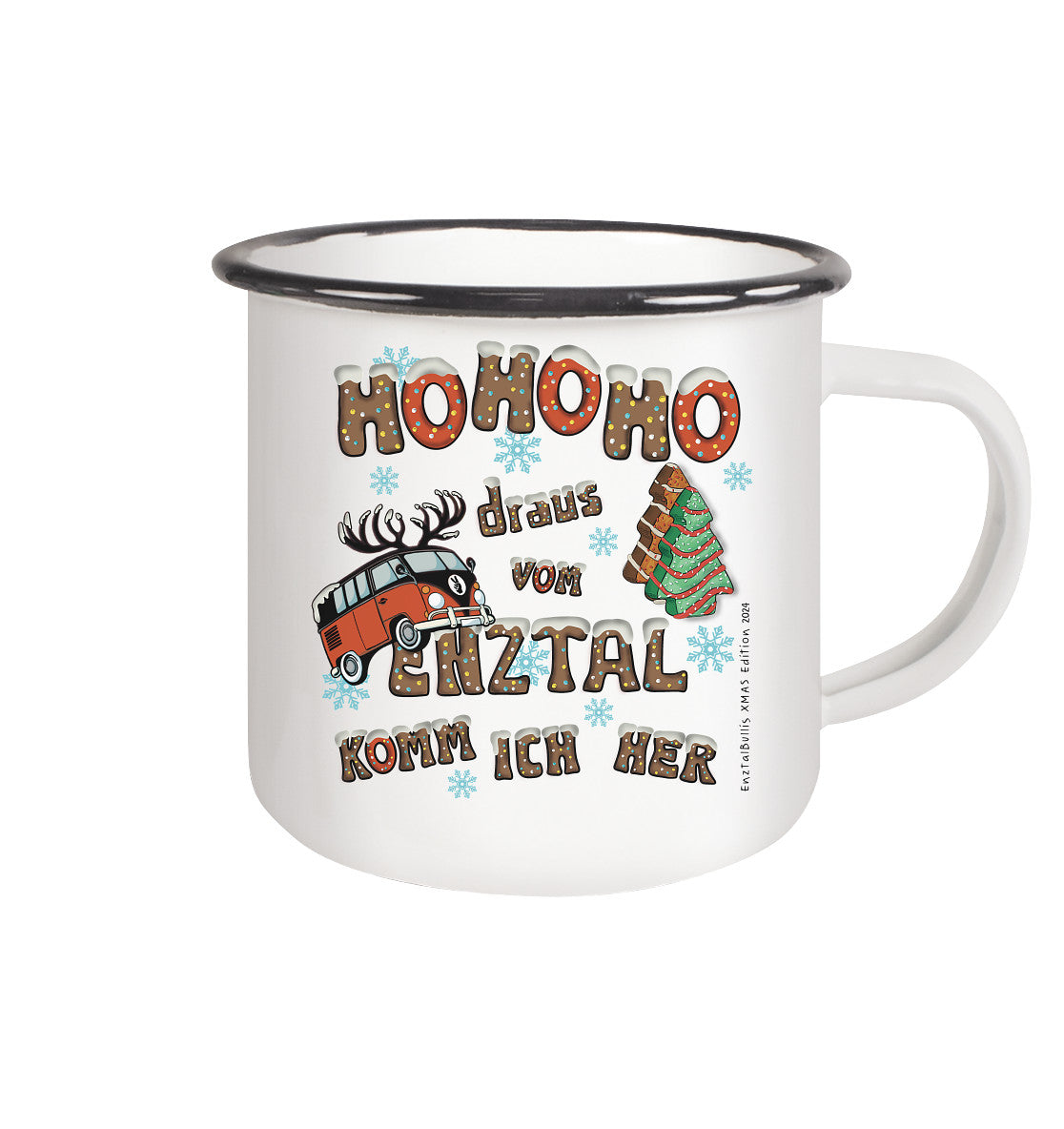 Enztalbullis Xmas Edition 2024  - Emaille Tasse (Black)