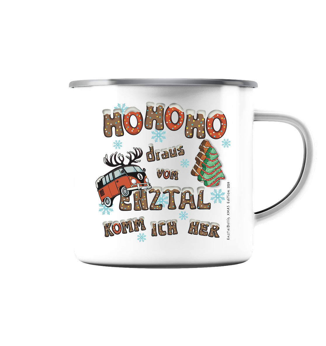 Enztalbullis Xmas Edition 2024  - Emaille Tasse (Silber)